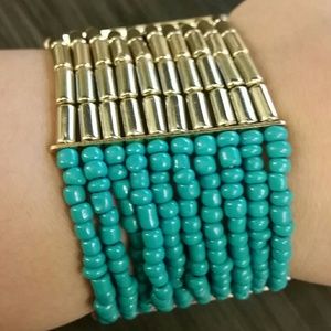 10 Rows Diamante Beaded Elastic Stretch Bracelet