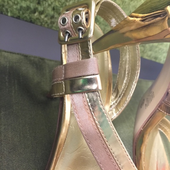 Metallic Gold Heel with Slanted Strap-B1 - Picture 3 of 5