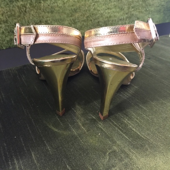 Metallic Gold Heel with Slanted Strap-B1 - Picture 5 of 5