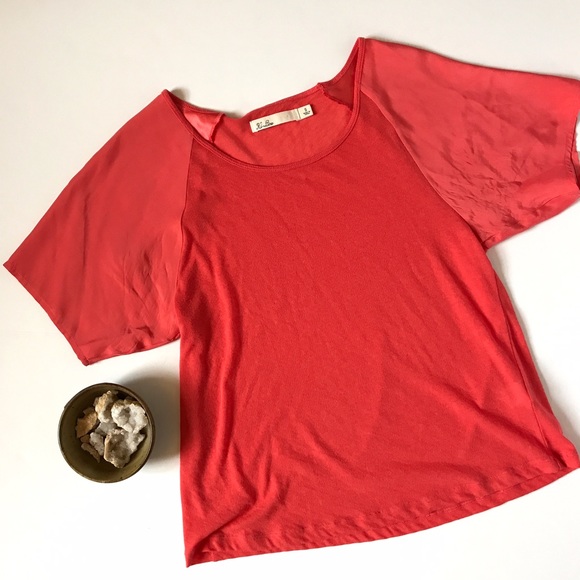 Madewell hi-line coral peach dressy t-shirt small