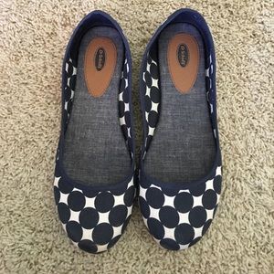 Dr Scholls Navy Blue Dot Flats.  Size 10