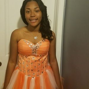 Orange and cream dress