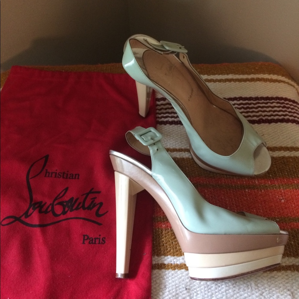 Christian Louboutin Paris platform peep toe heels