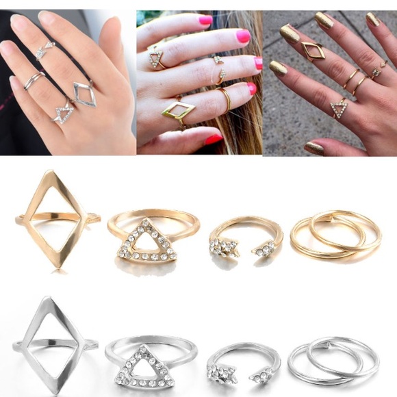🔴🆕Gold left 5pcs midi ring set - Picture 2 of 4