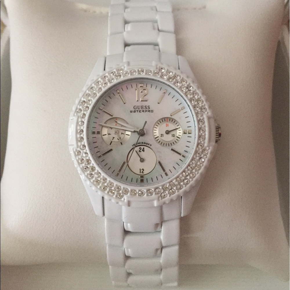 Gorgeous Guess Pearl White Watch
