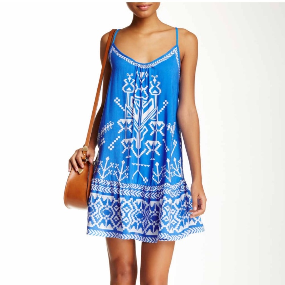 Blue with white design sundress