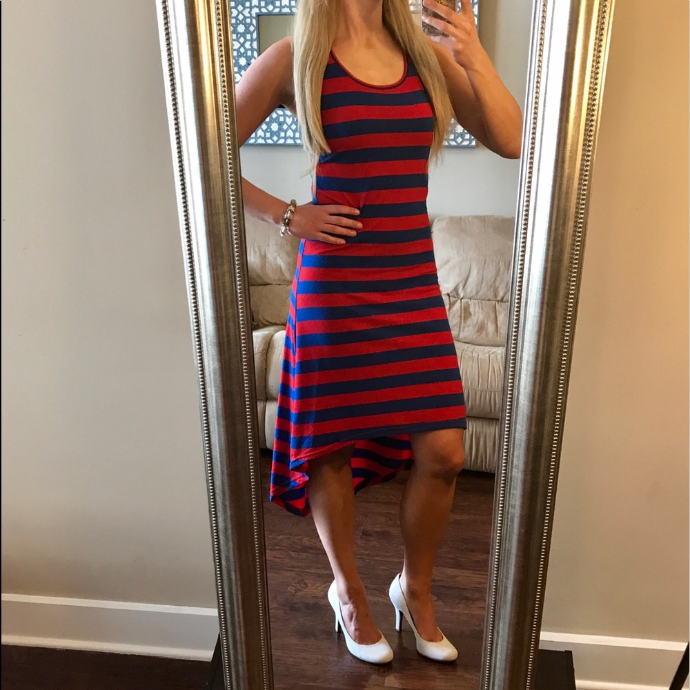 Hi low racerback striped summer dress or cover up