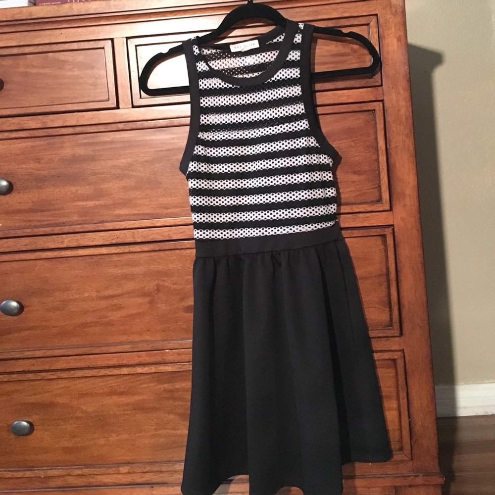 Mesh Tripe Tank Skater Dress