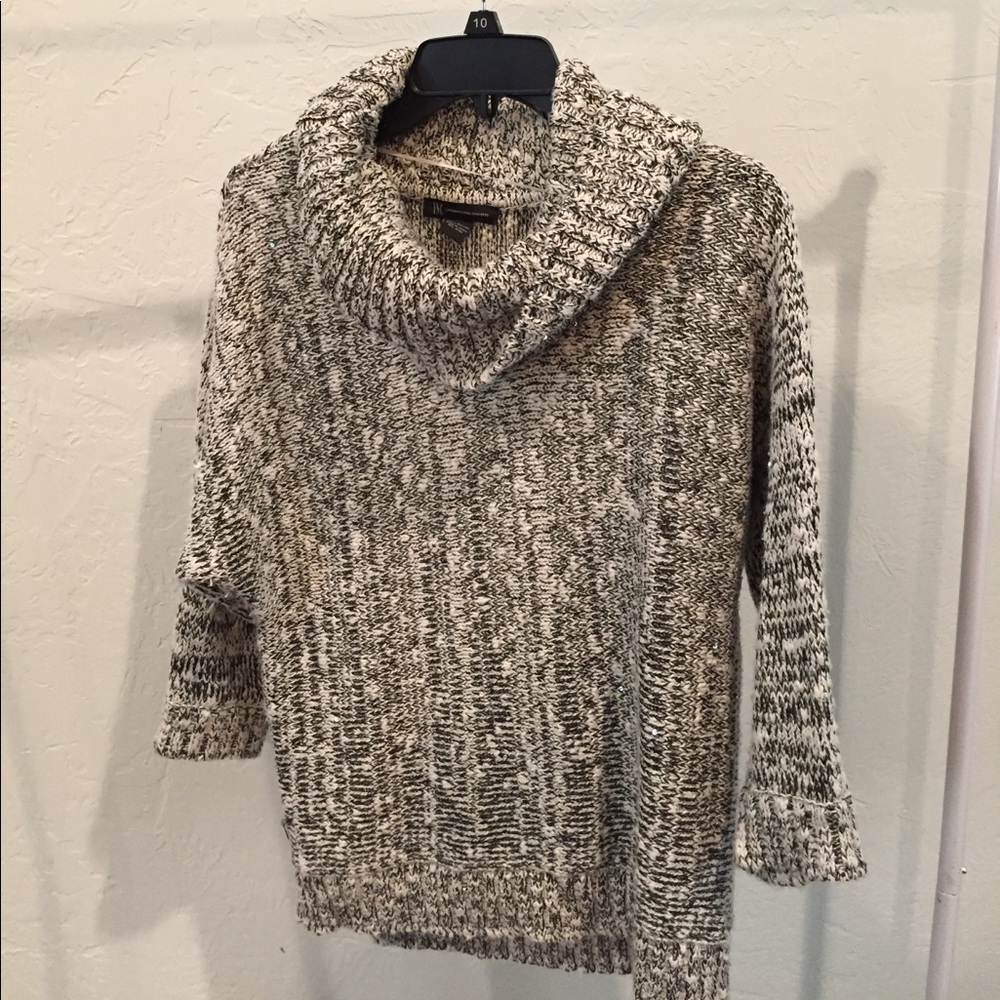 INC cowl neck 3/4 sleeve sequin sweater