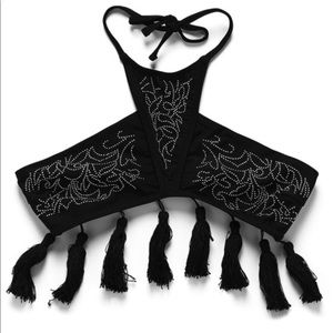 Black tassel bathing suit