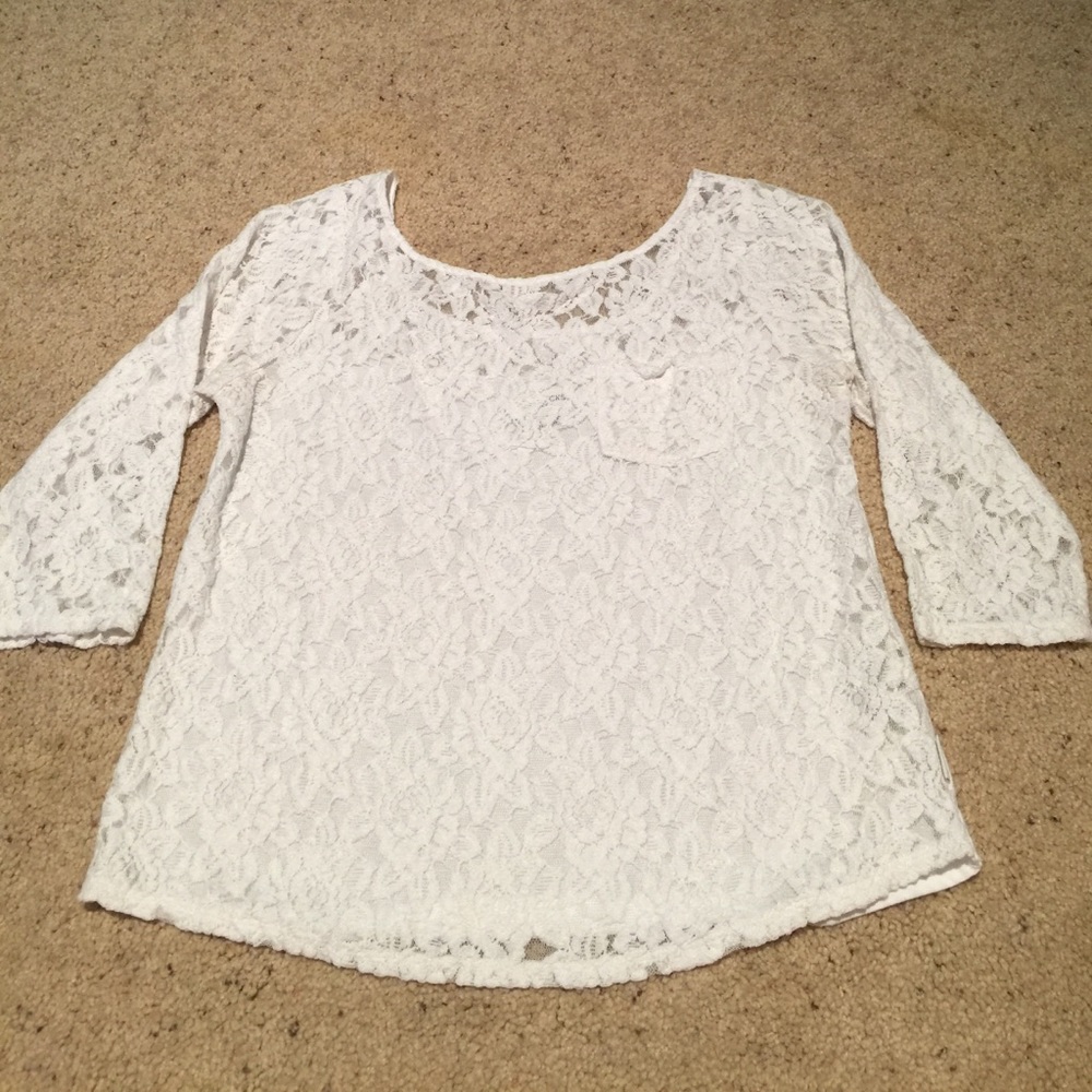 Gilly Hicks Long Sleeve Lace Shirt. Size: L