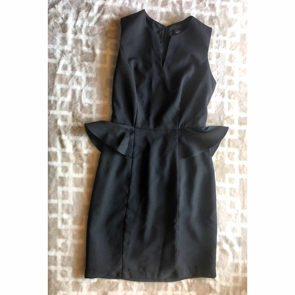 Black Faux-Peplum Dress