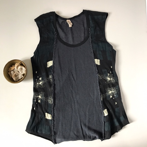Free People Tops - We the free cotton linen tank top black gray M