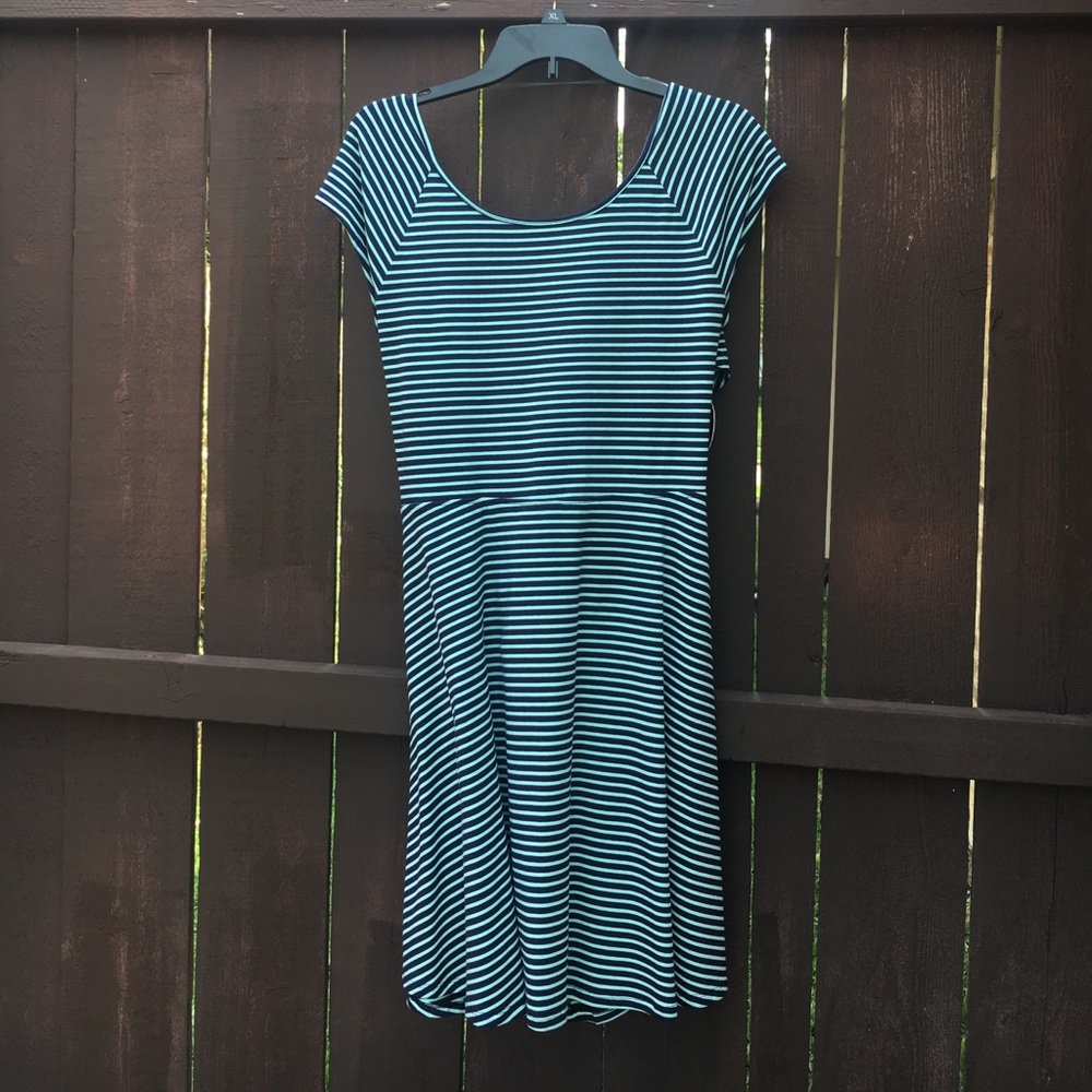 NWT! Blue Stripe Open Back Skater Dress