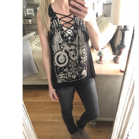 ‼️ LAST Clearance Motorcycle Lace Up Tank - Picture 2 of 5