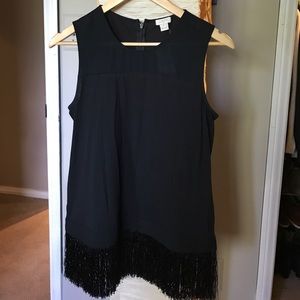 J. Crew Black Fringe Top