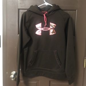 Under armour hoodie brown with pink camo