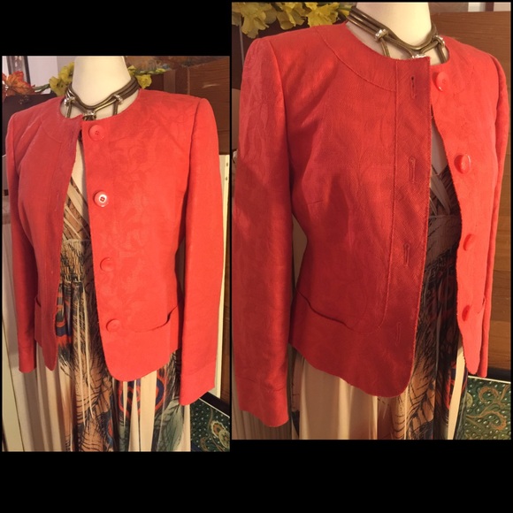 NWOT-SZ 4-SALMON ITALIAN MADE TEXTURED LEAF JACKET - Picture 3 of 7