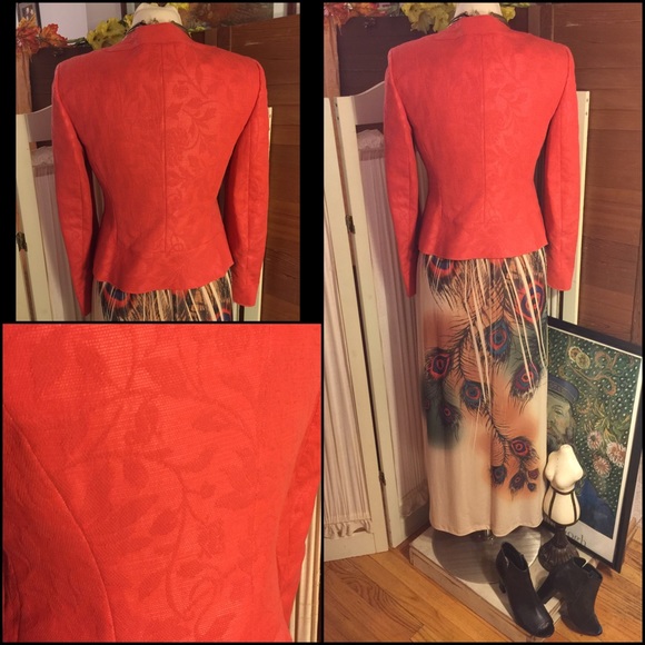 NWOT-SZ 4-SALMON ITALIAN MADE TEXTURED LEAF JACKET - Picture 4 of 7