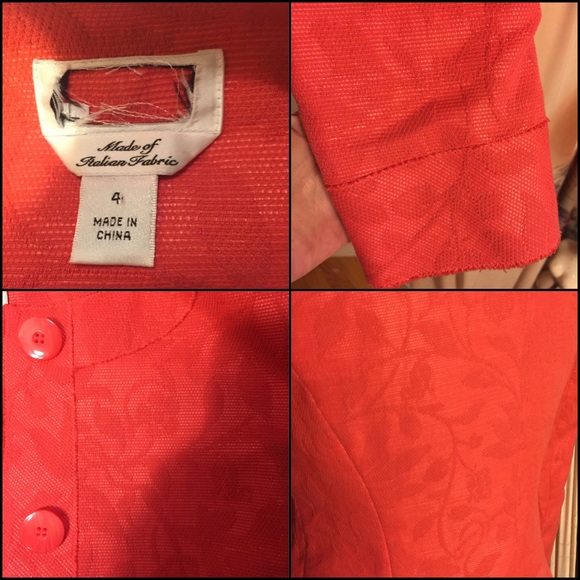 NWOT-SZ 4-SALMON ITALIAN MADE TEXTURED LEAF JACKET - Picture 6 of 7