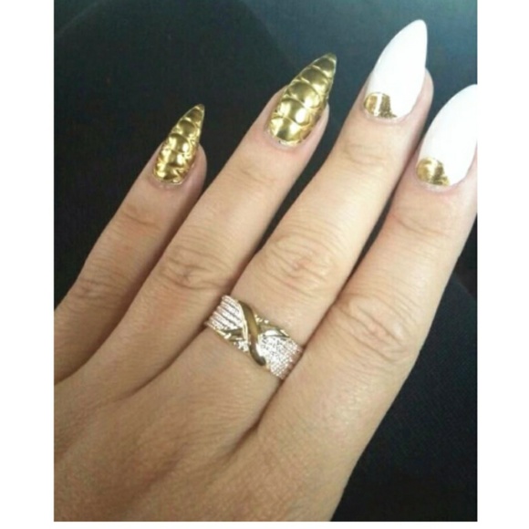 925 Sterling Silver Mesh Gold Criss Cross X Ring - Picture 5 of 7