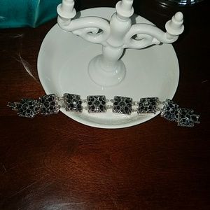 Silver black grey marcasite look bracelet