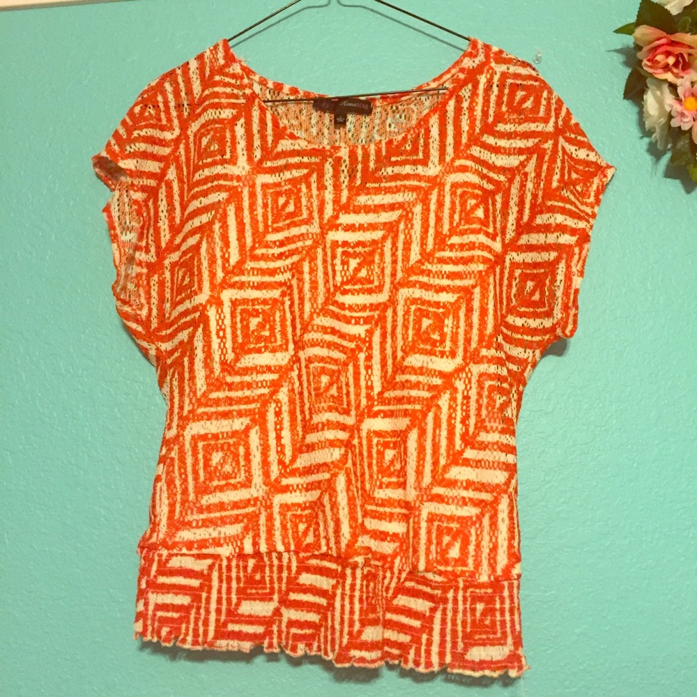 Orange and Cream Lace Blouse