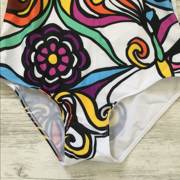 White & Multicolored Print Swimsuit - Picture 4 of 4