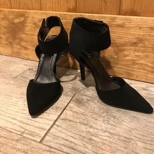 Black suede heel