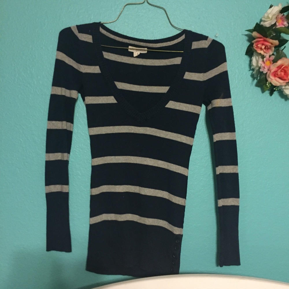 Navy & Gray striped sweater from Aeropostale