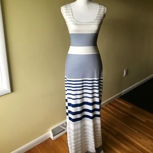 Blue striped maxi dress