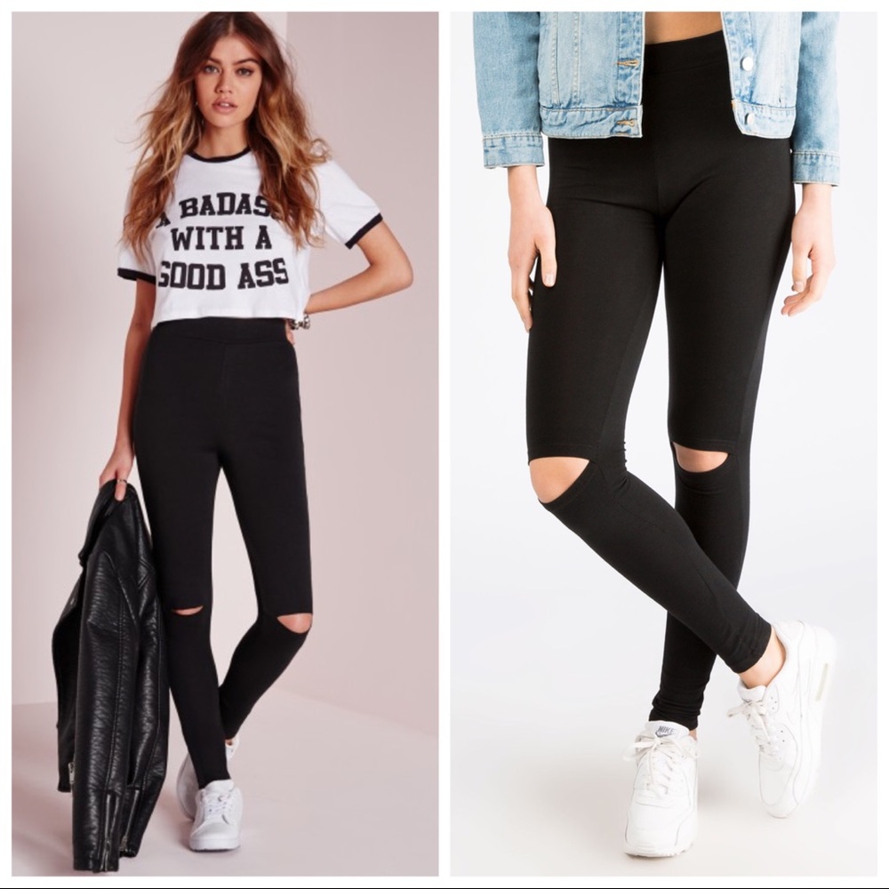 1 DAY SALE❤ Black Open Knee Leggings