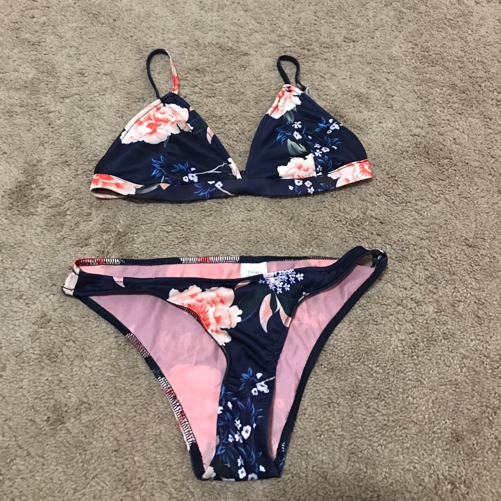 Navy Floral Bikini Set