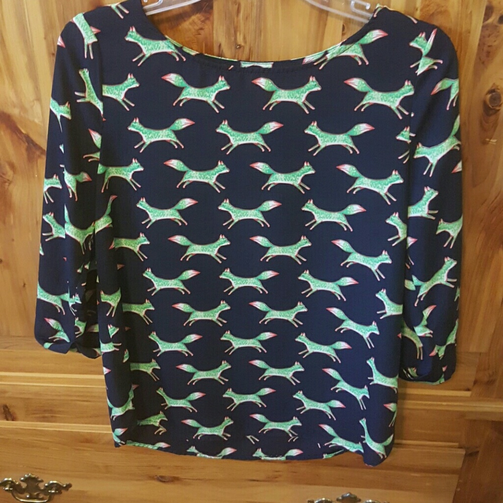 Navy fox blouse