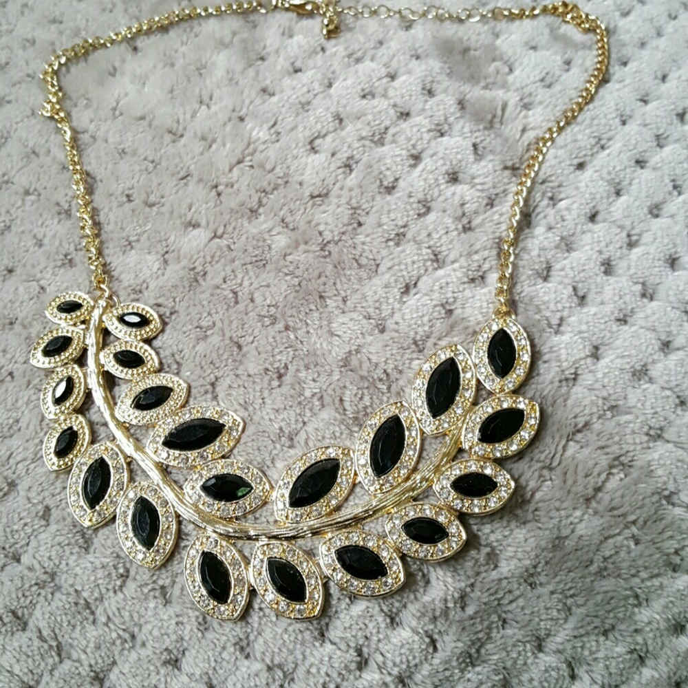 Black And Gold Leaf Necklace
