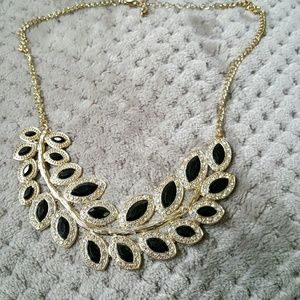 Black And Gold Leaf Necklace