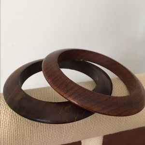 Wood bangle bracelets (pair)