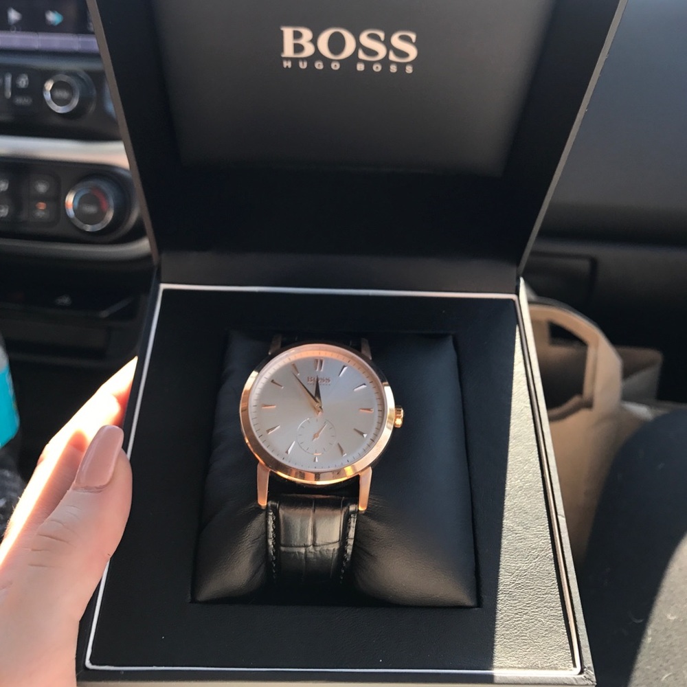 Rose Gold and Black Hugo Boss watch
