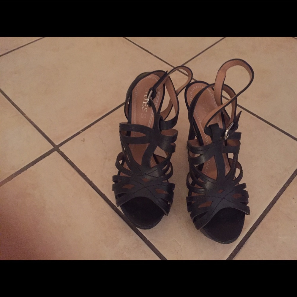 Black Leather Guess Heels