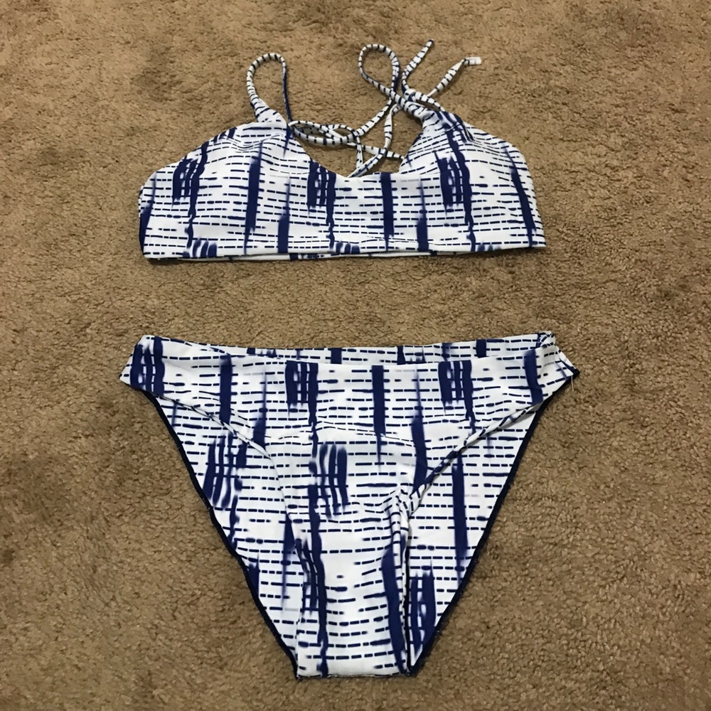 BLue and White Bikini Set