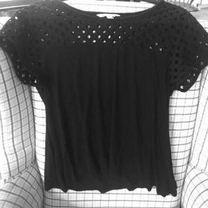 precious AE women's lattice short sleeve top