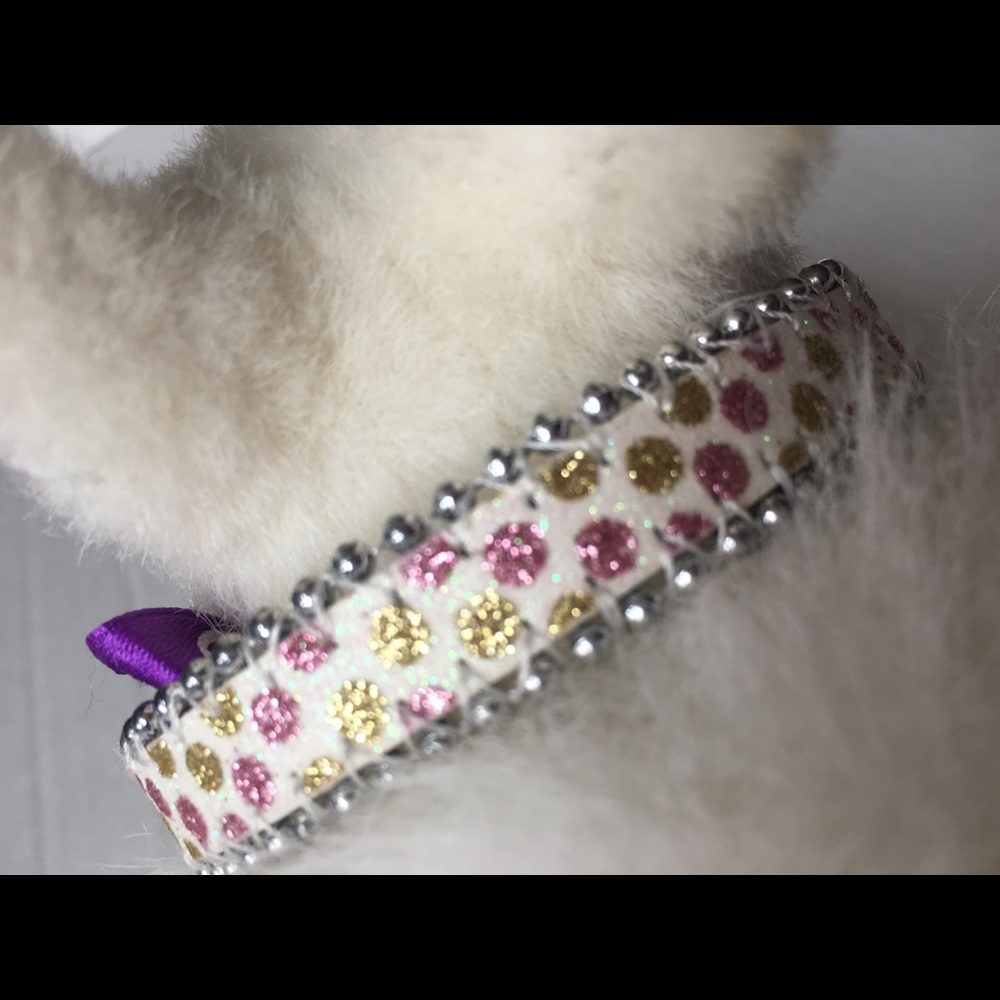 Collar-Sparkles-Silver Beads-Pink&Gold Dots XS,S,M