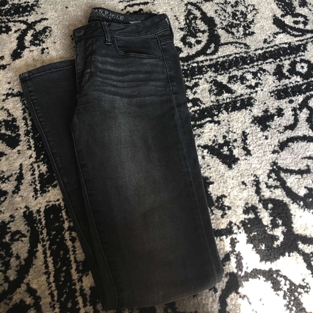 AE black wash skinny jeans