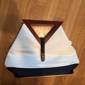 Vegan Leather Black and White Handbag
