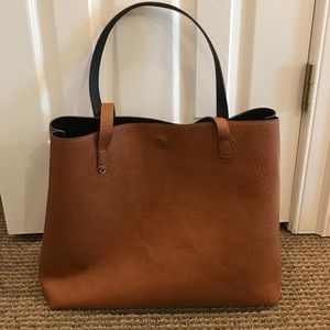 Reversible Brown & Black Faux Leather Tote Bag