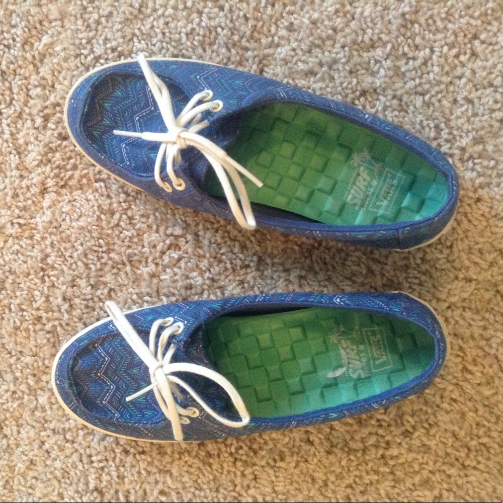 Van's Surf Blue Patterned Slip-Ons