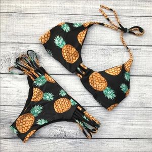 Pineapple bikini swim top and bottom