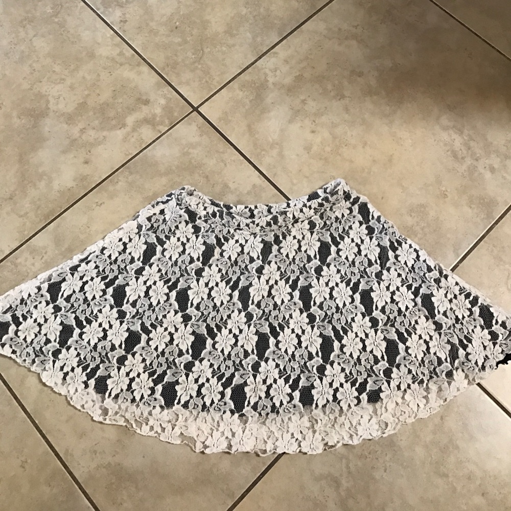 Black and White Lace Miniskirt