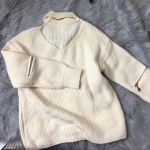 Cream choker sweater