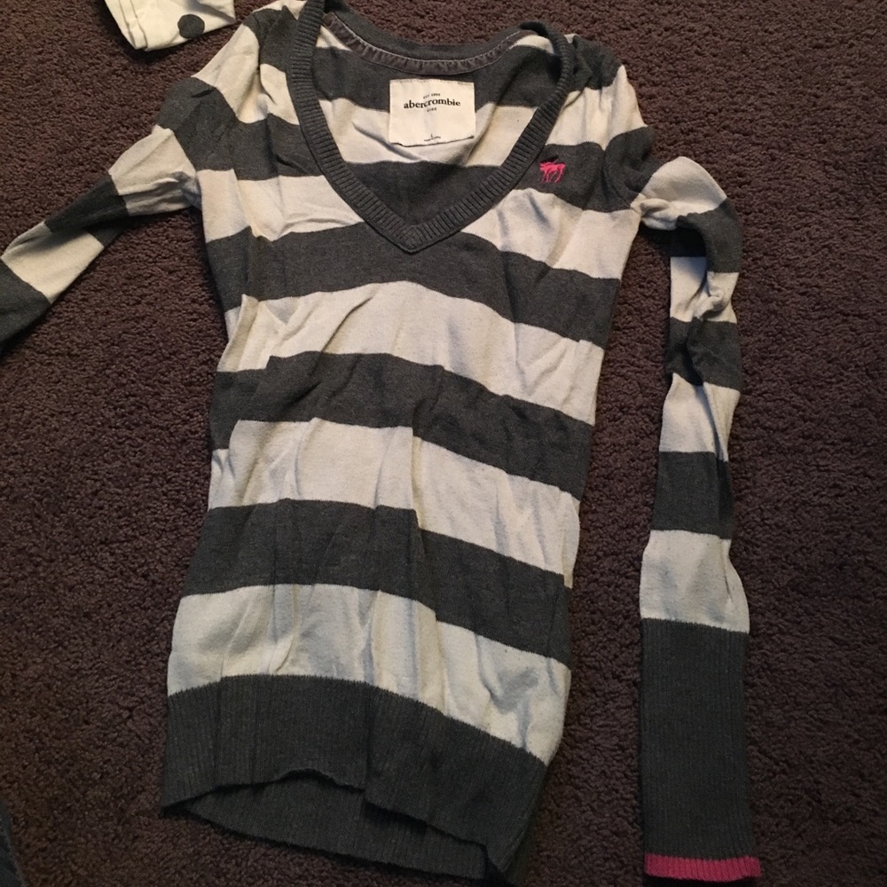Gray and white striped sweater